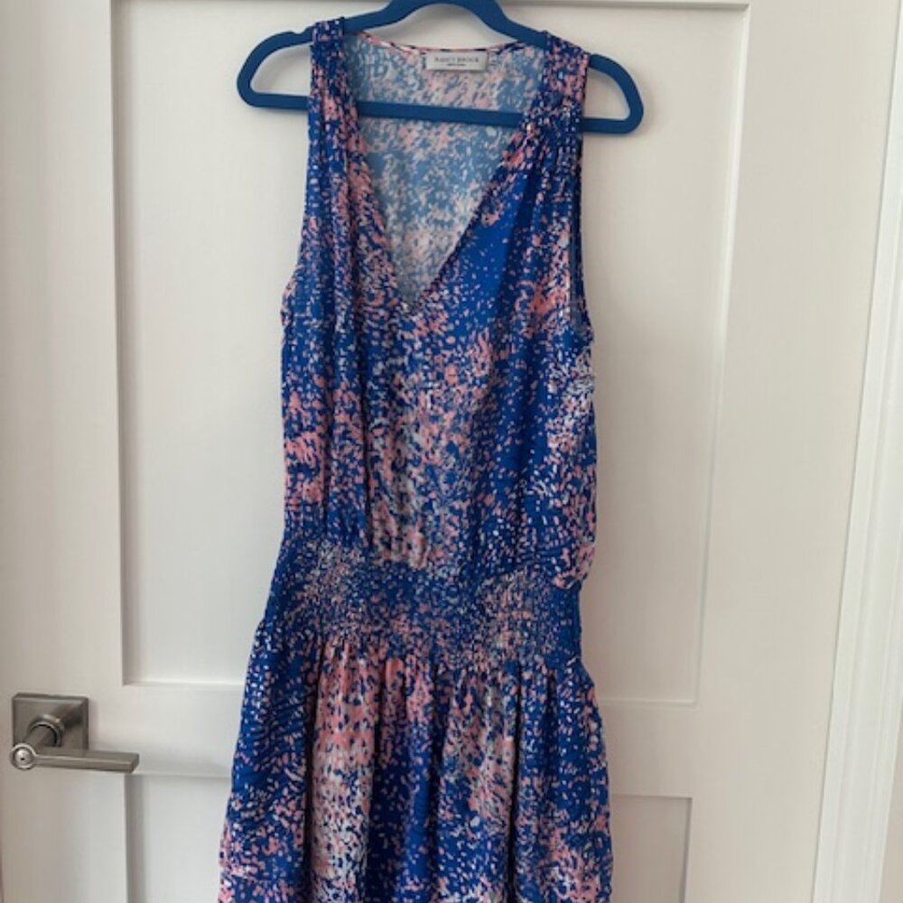 RAMY Brook Pink and BlueMini dress, with tiered skirt & elasticized waist, XS